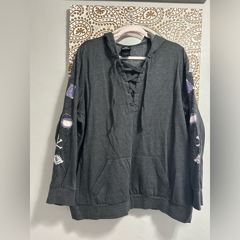 Torrid Hocus Pocus Gray Lace-Up Hoodie
